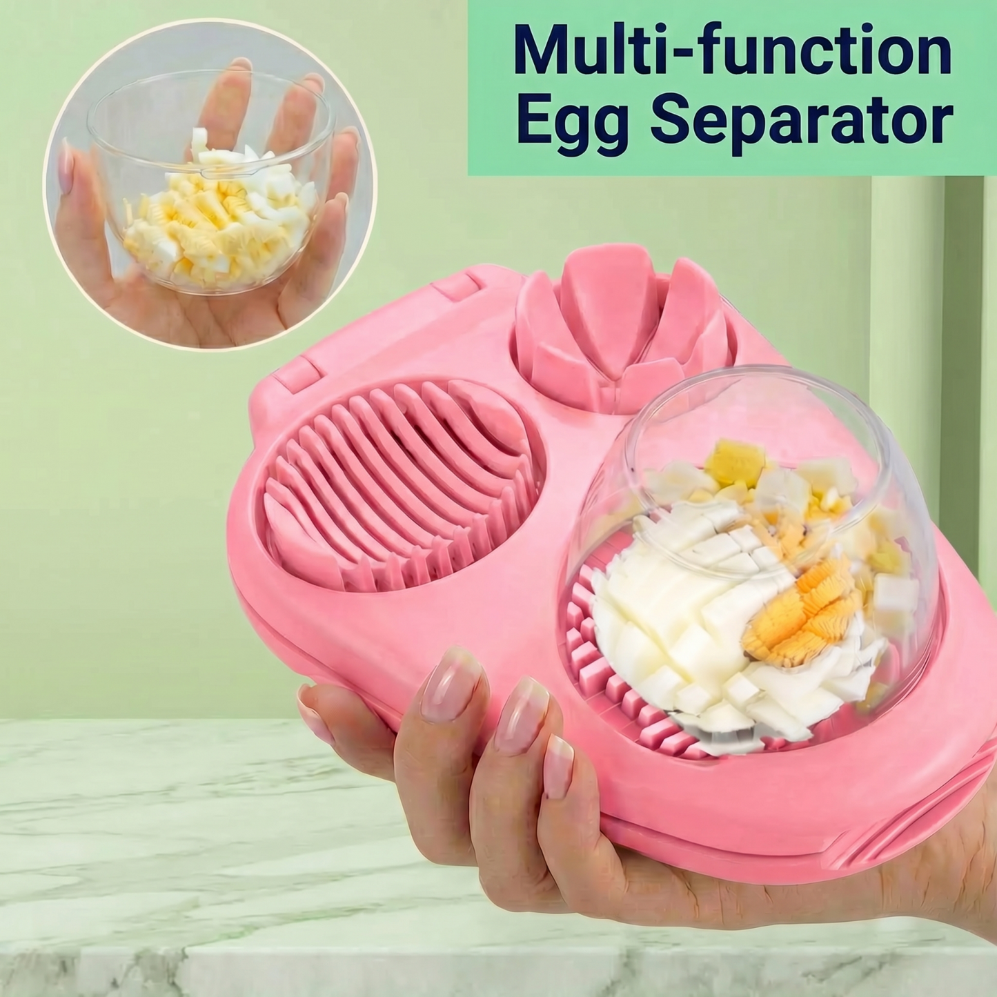 Versatile Hard Boiled Egg Slicer, Durable Egg Cutter for Hard Boiled Eggs and Mushrooms, Kitchen Gadget Egg Slicer Stainless Steel Design for Fruits, Pink
