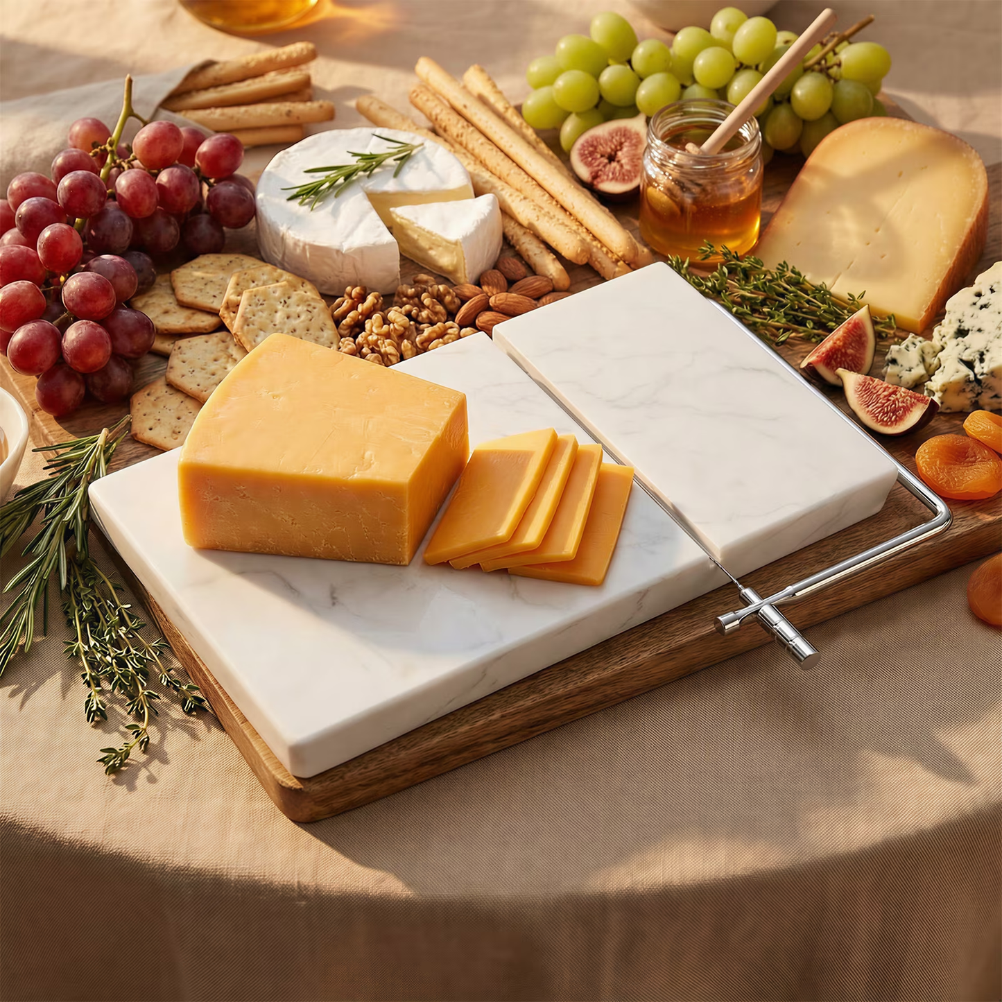 Cheese Slicer Board Wire-Cutter Marble Heavy Duty Upgrade Thick-Wire Adjustable Thickness 1 Pack 5x8 Inch