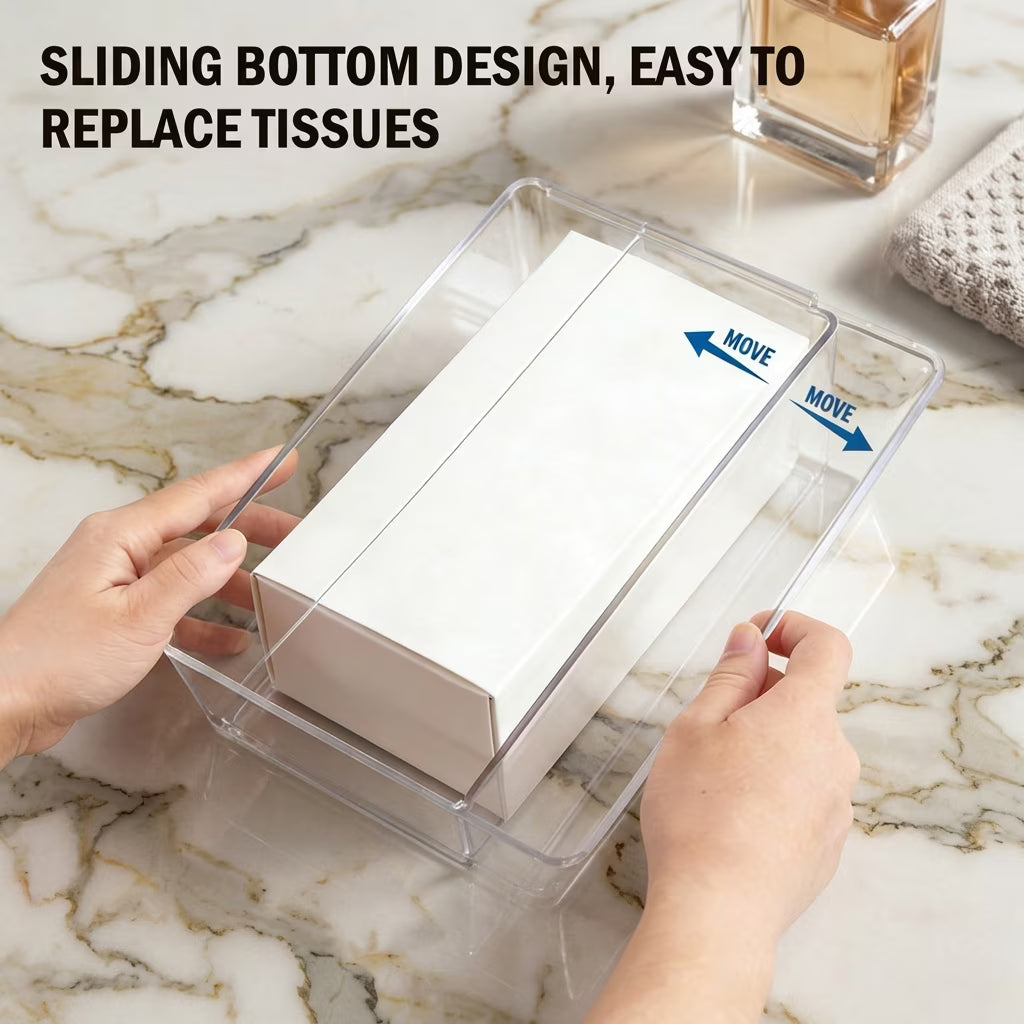 Acrylic Napkin Holder for Bathroom Kitchen Bedroom Office Hotel, Clear Tissue Box Holder, Tissue Box Cover Rectangle - Send Goods from Local Warehouse