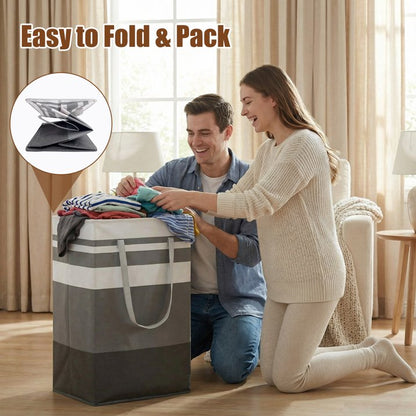 2 Pack Extra Large Laundry Basket, Waterproof & Collapsible Laundry Hamper with Heavy-Duty Handles, Freestanding Hamper for Clothes, Toys, Towels in Home Dorm