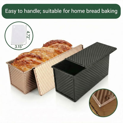 1lb & 2.2lb Pullman Bread Pan Set with Covers - Toolkit Included, Square Loaf Molds for Sandwich Bread & Sourdough, Complete Baking