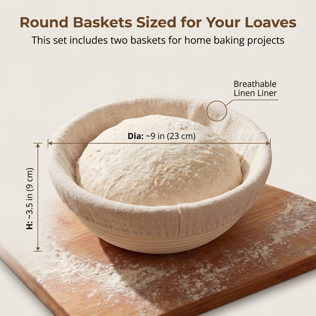 2 packs Bread Proofing Basket, 9×3.5 inch Bread Proofing Baskets, Sourdough Basket Proofing Basket for Dough Fermentation and Shaping