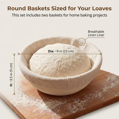 2 packs Bread Proofing Basket, 9×3.5 inch Bread Proofing Baskets, Sourdough Basket Proofing Basket for Dough Fermentation and Shaping