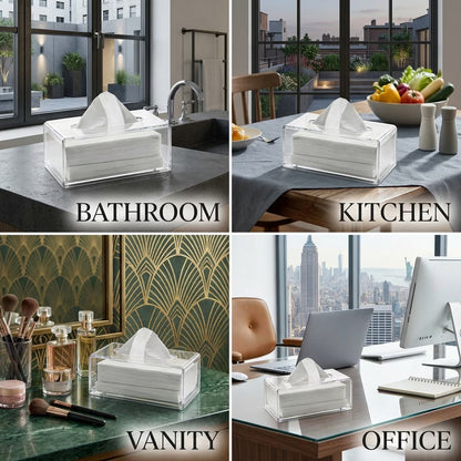 Acrylic Napkin Holder for Bathroom Kitchen Bedroom Office Hotel, Clear Tissue Box Holder, Tissue Box Cover Rectangle - Send Goods from Local Warehouse