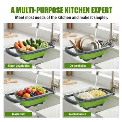 Collapsible Colander Strainer, 6 Quart Over the Sink with Handles