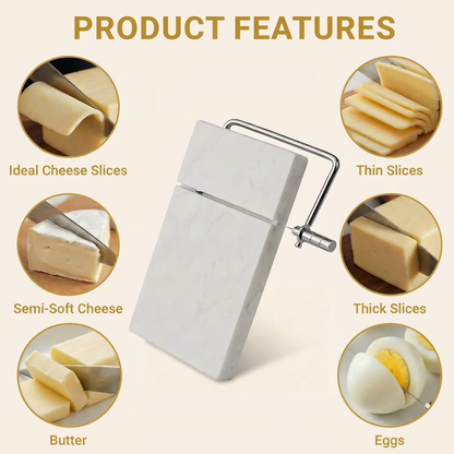 Cheese Slicer Board Wire-Cutter Marble Heavy Duty Upgrade Thick-Wire Adjustable Thickness 1 Pack 5x8 Inch