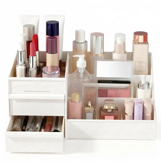 1 Pack Makeup Organizer with Drawers, Large Capacity Cosmetic Storage for Vanity, Dresser, or Bathroom Countertop, Organizer for Skincare, Lipstick, Palettes & Accessories