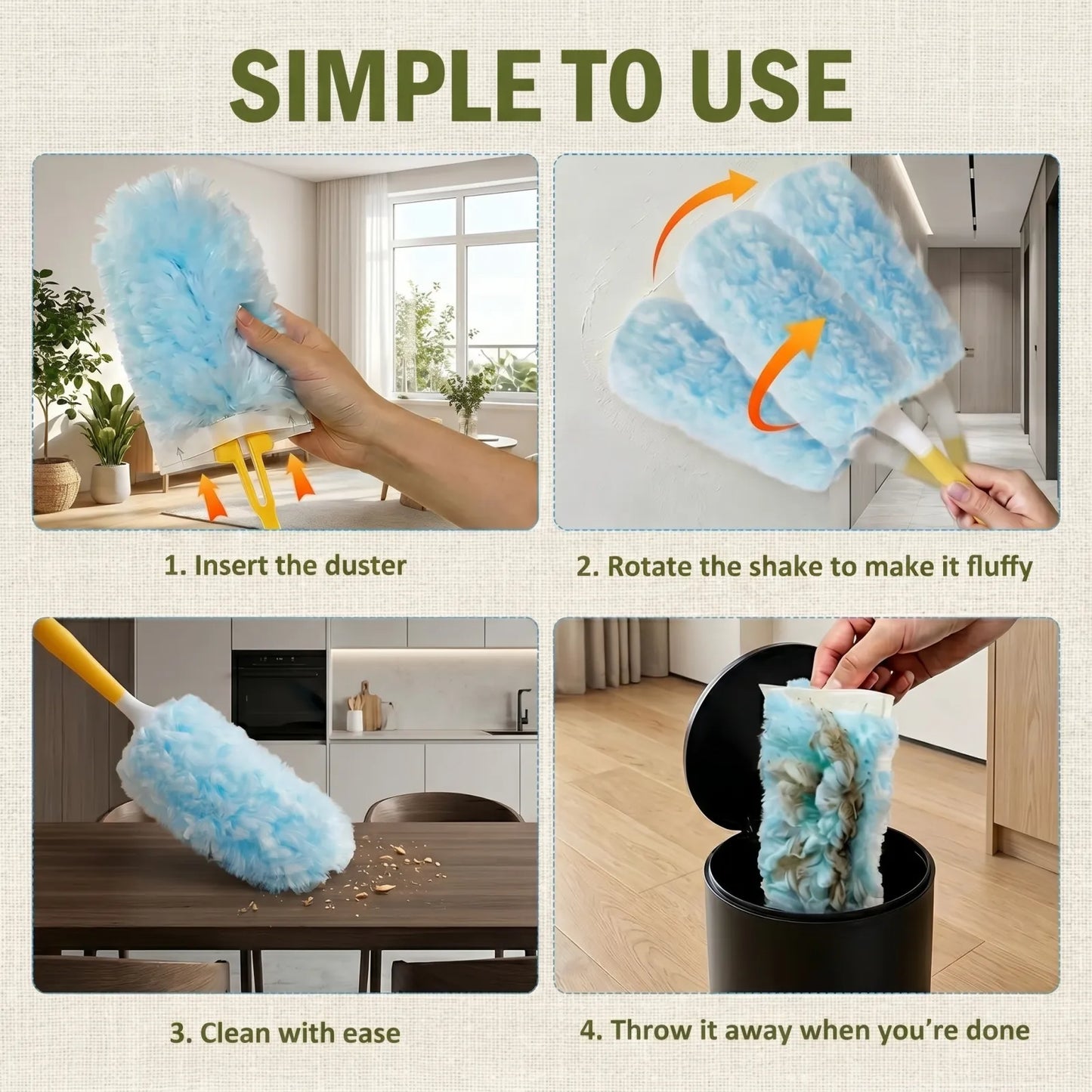 41-Piece Electrostatic Duster Kit with 40 Refill Dusters & Short Handle
