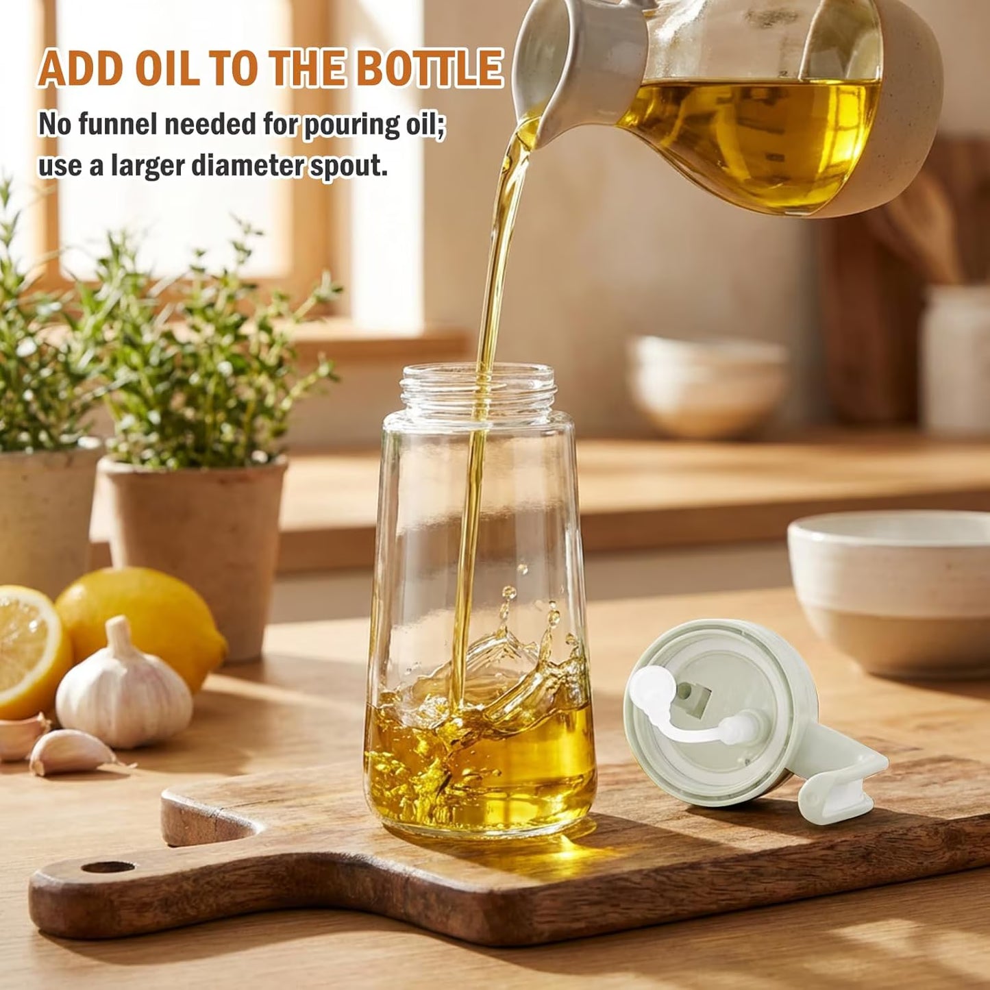 2 Pack Oil Sprayer for Cooking, Refillable Glass Olive Oil & Vinegar Mister with Brush, Portable Kitchen Gadget for Air Fryer, BBQ & Salad, 470ml, Black & White