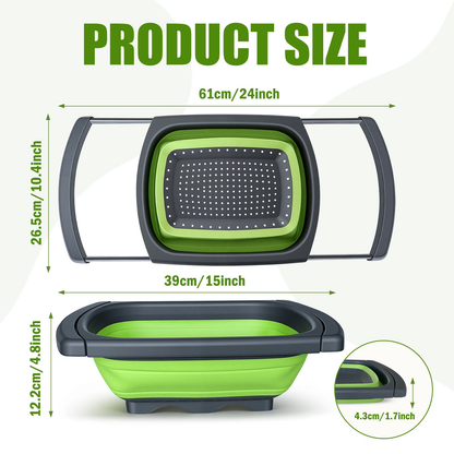 Collapsible Colander Strainer, 6 Quart Over the Sink with Handles