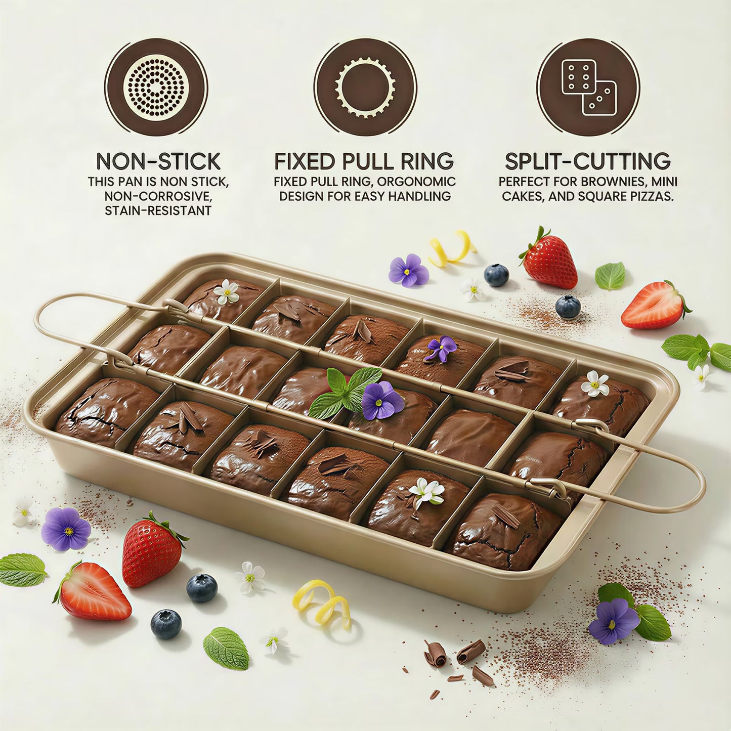 Non-Stick Brownie Pans, Brownie Pan with Dividers, Makes 18 Cakes at Once, 12×7×2 Detachable Carbon Steel Bakeware Tray for Cakes/Cookies/Breads, Send Goods from Local Warehouse