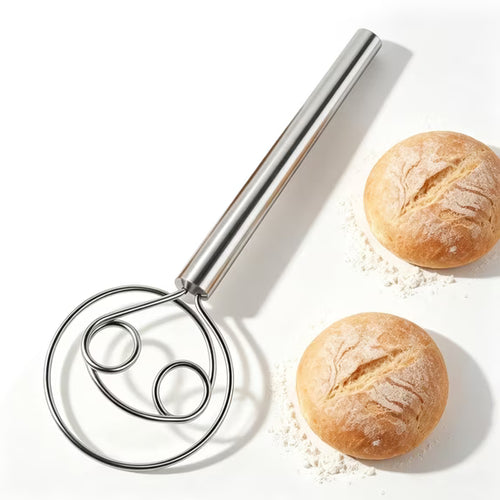 13-Inch Danish Dough Whisk – Stainless Steel Hook for Sourdough, Bread, Pizza, Pastry & Cake Batter