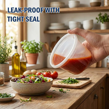 48 Sets Deli Containers with Lids, 16 oz Plastic Soup Containers with Lids, Food Storage Containers with Lids Airtight, Stackable, Leak-proof, Microwave and Freezer Safe