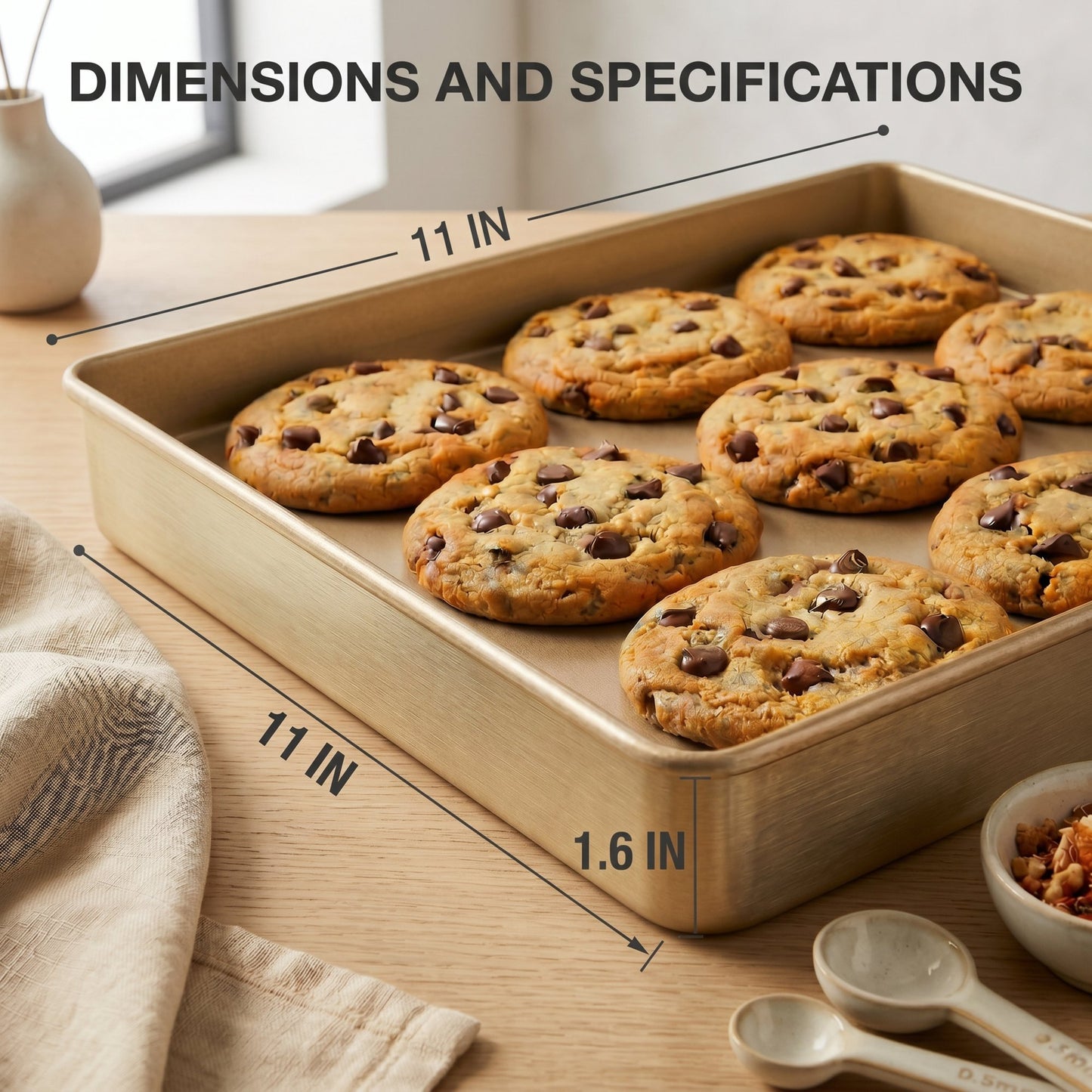 11 inch Nonstick baking pan, Square Cake Pan, Deep Size Baking Pan for Cake, Bread, Brownie, Cookie - Send Goods from Local Warehouse
