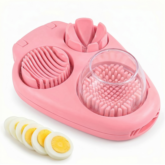 Versatile Hard Boiled Egg Slicer, Durable Egg Cutter for Hard Boiled Eggs and Mushrooms, Kitchen Gadget Egg Slicer Stainless Steel Design for Fruits, Pink