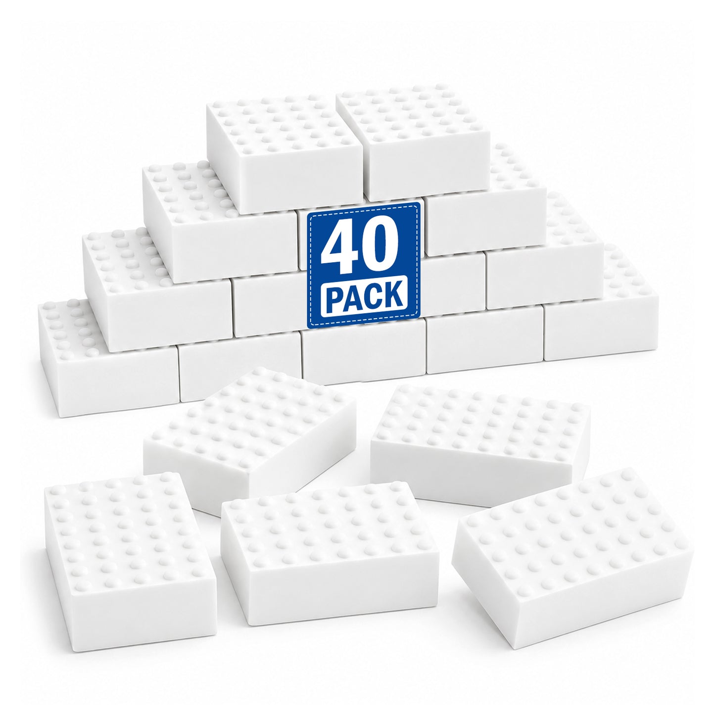 2X Density Melamine Cleaning Sponges, Extra Thick Non-Scratch Magic Sponge Erasers Pads for Kitchen, Bathroom, Dishes & Walls, Tough Stain & Grease Removal Household Cleaner (40-Pack)