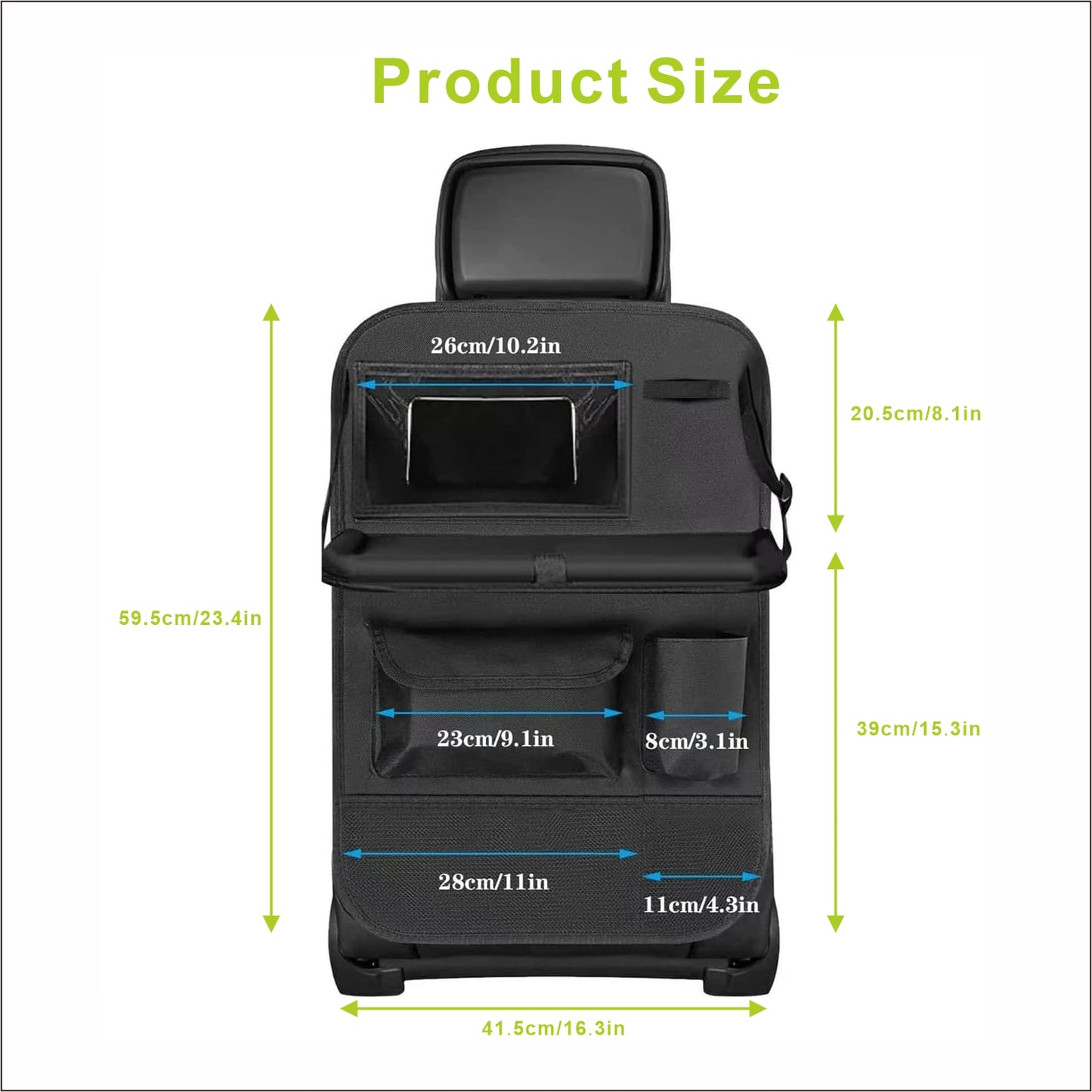 Black Car Backseat Organizer with 10 Storage Pockets & Tablet Holder, Kick Mats Protector for Kids, Perfect for Family Road Trips & Daily Travel Accessorie (2-Pack)