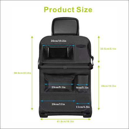 Black Car Backseat Organizer with 10 Storage Pockets & Tablet Holder, Kick Mats Protector for Kids, Perfect for Family Road Trips & Daily Travel Accessorie (2-Pack)