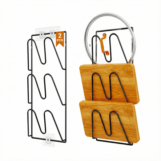 2 Pack Pot Lid Organizer for Cabinet Door Wall, 3-Tier Stainless Steel Wall-mounted Pot Lid Rack Holder inside Cabinet Door