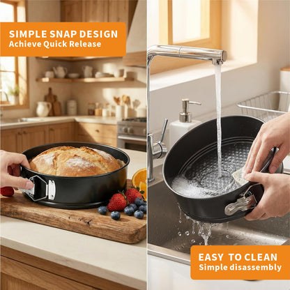 9 Inch Springform Pan Tin, Non-stick Removable Bottom Cake Pan, Leakproof & Easy Release, Includes 1 Pan, 3 Scrapers, and 50 PCS Parchment Paper for Baking