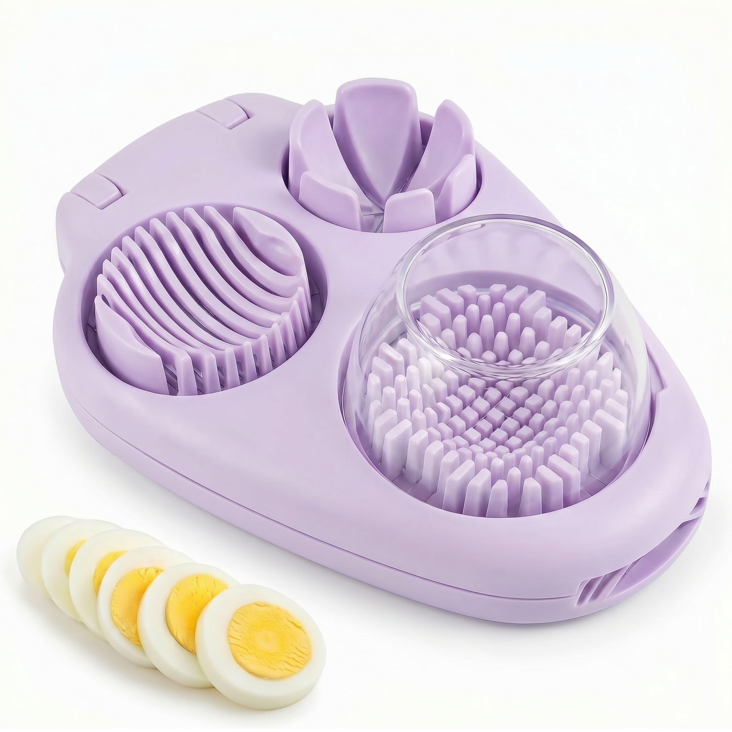 Multipurpose Egg Slicer for Hard Boiled Eggs, Sturdy Kitchen Chopper with Wire Grids, Reliable Egg Slicer Stainless Steel Tool for Soft Fruits, Purple