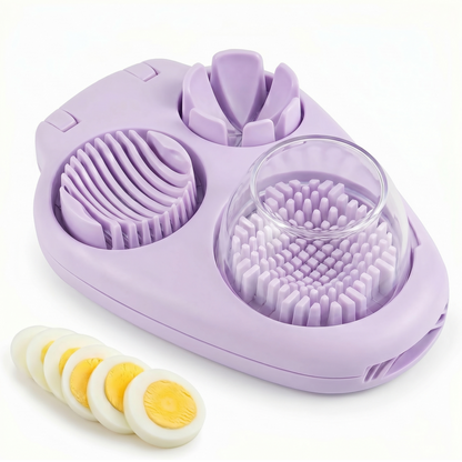 Multipurpose Egg Slicer for Hard Boiled Eggs, Sturdy Kitchen Chopper with Wire Grids, Reliable Egg Slicer Stainless Steel Tool for Soft Fruits, Purple