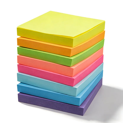 Sticky Notes 3x3, 8 Colors Self-Stick Notes, Removable Adhesive Memo Pads, Practical Desk Supplies for Home and Office, 100 Pads Per Pack