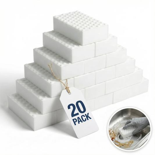 2X Density Melamine Cleaning Sponges, Extra Thick Non-Scratch Magic Eraser Pads for Kitchen, Bathroom, Dishes & Walls, Tough Stain & Grease Removal Household Cleaner (20-Pack)
