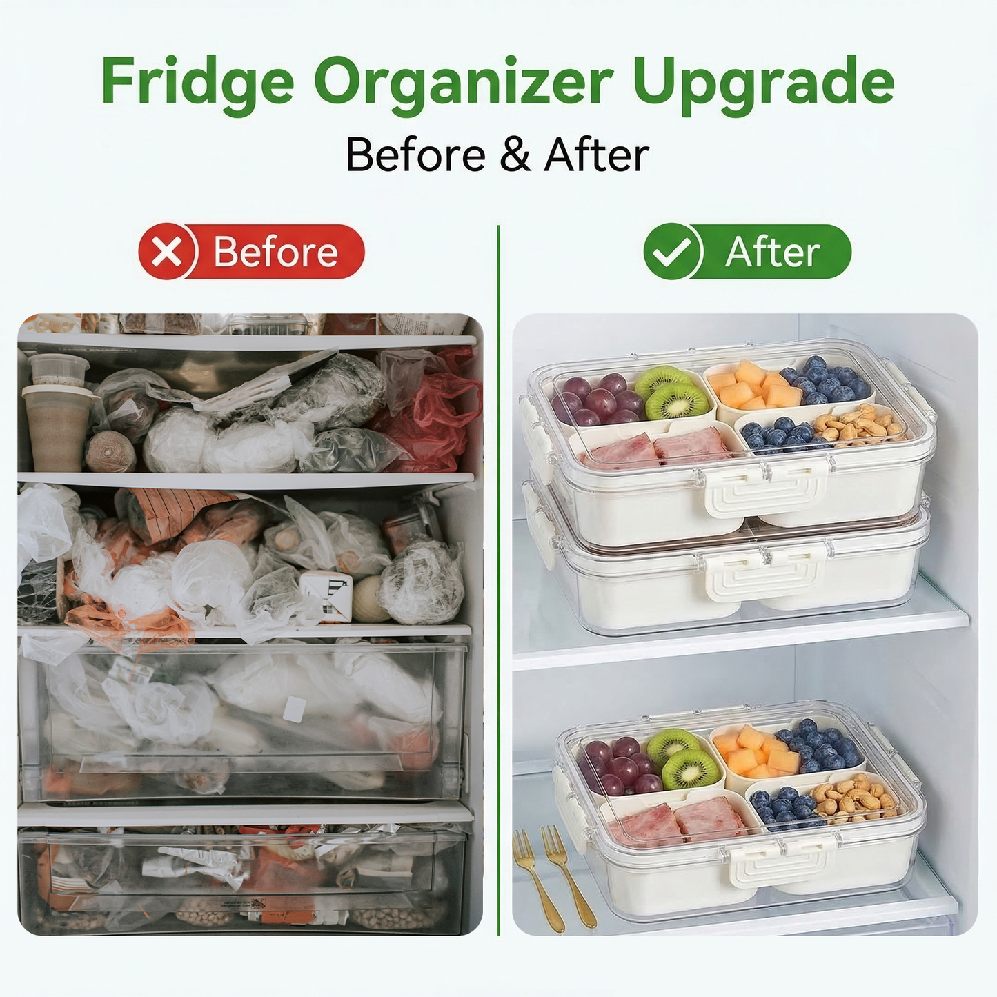 4 Compartment Snack Containers, Divided Serving Tray with Lid, Portable Snack Box Container for Candy, Fruit and Snacks, Snack Tray with Lid for Party, Picnic and Travel