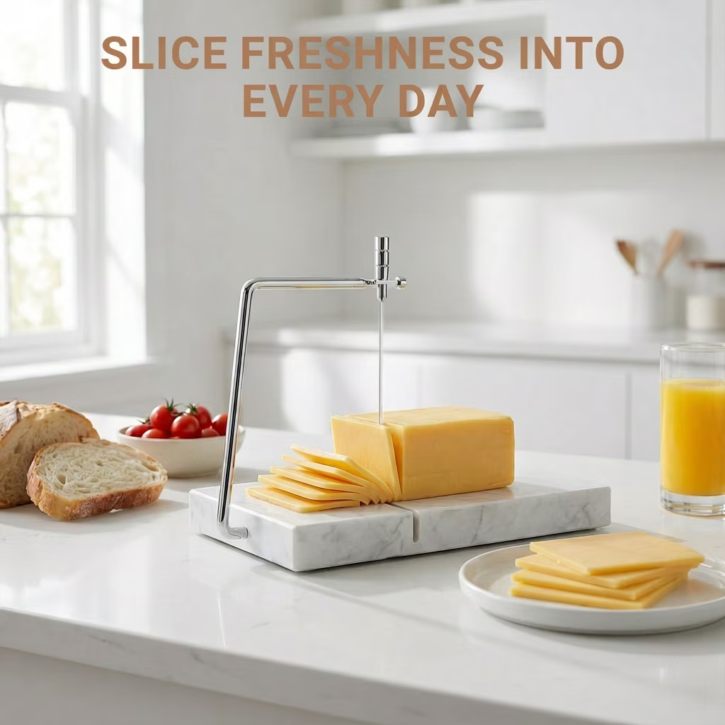 Cheese Slicer Board Wire-Cutter Marble Heavy Duty Upgrade Thick-Wire Adjustable Thickness 1 Pack 5x8 Inch