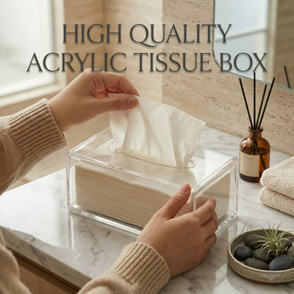 Acrylic Napkin Holder for Bathroom Kitchen Bedroom Office Hotel, Clear Tissue Box Holder, Tissue Box Cover Rectangle - Send Goods from Local Warehouse