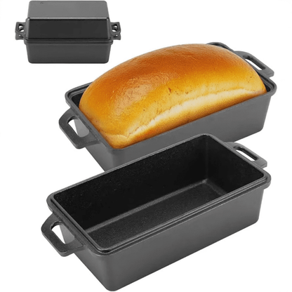 2Pcs Bread Loaf Pan for Homemade Bread, 9x5 inch Cast Iron Loaf Pan with Lid, Dutch Oven for Bread Baking, Sourdough Bread Baking Supplies, Even Heat Bakeware Set