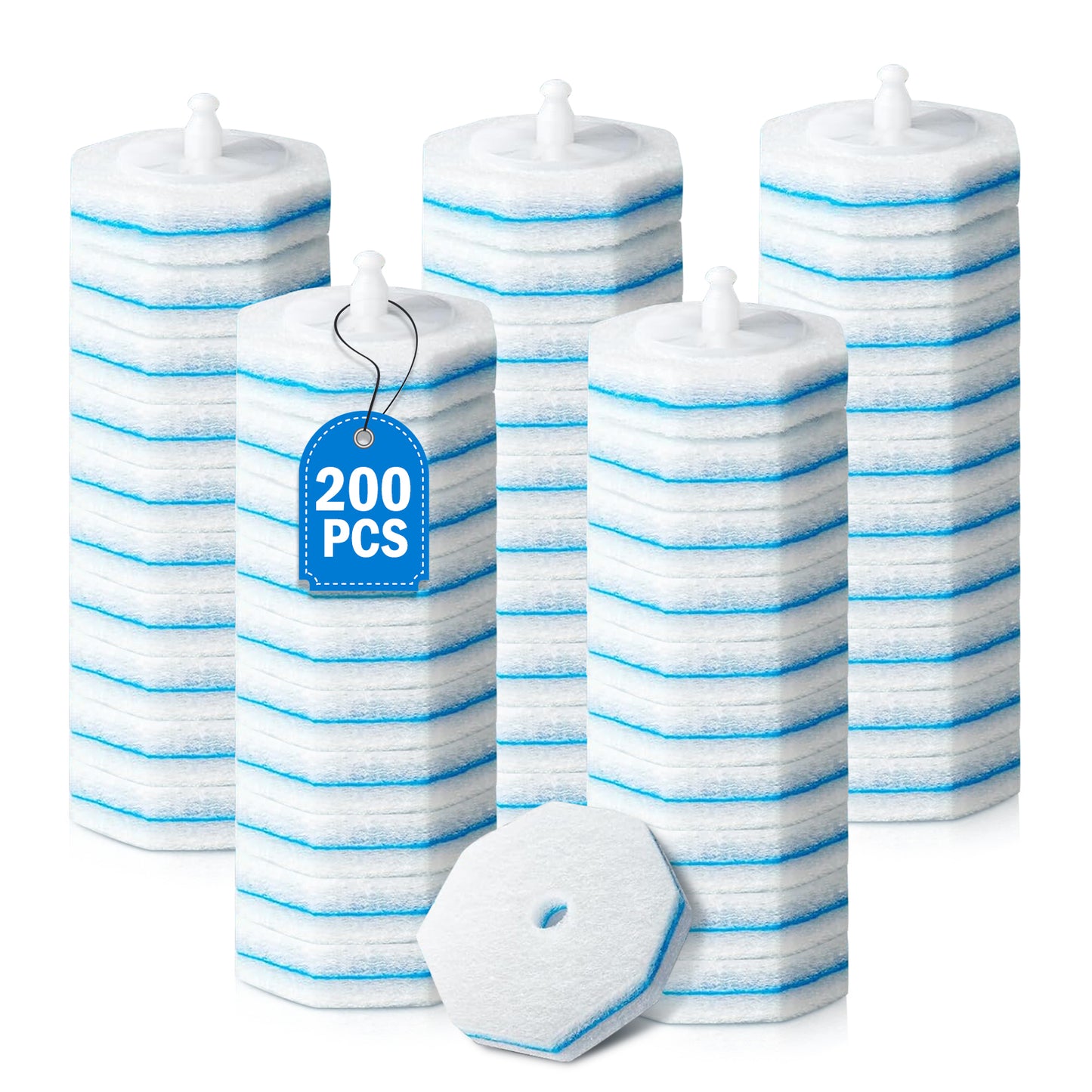 50PC Toilet Bowl Wand Refills, Replacement Heads for Bathroom Washroom Cleaning Pads, Disposable Toilet Brush Refills Compatible with Household Brushes Scrubbers Cleaning Refill Pack