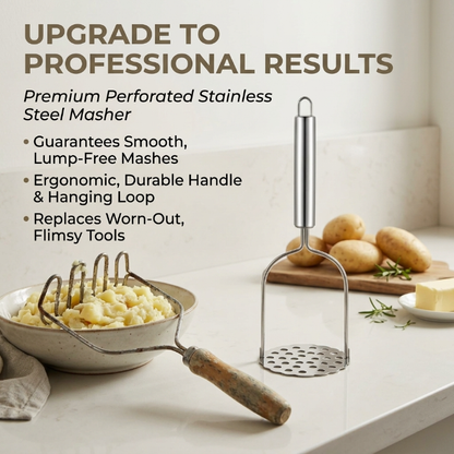 Potato Masher Stainless Steel, Mashed Potato Masher for Kitchen Use, Food Masher and Ricer for Potatoes Vegetables, Heavy Duty Potato Ricer Tool, 2 Pack