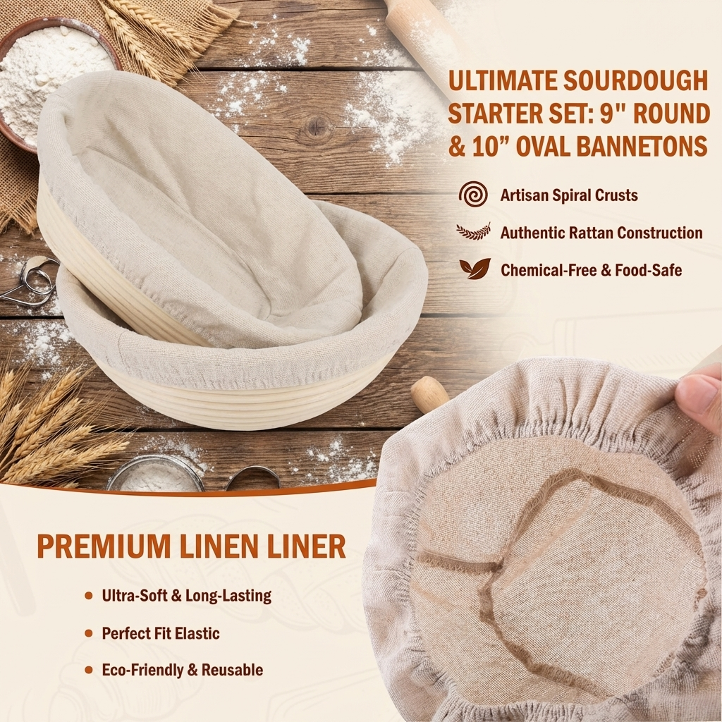 Sourdough Starter Kit, Sourdough Bread Baking Supplies with Banneton Bread Proofing Basket, Dough Whisk, Bread Lame and Silicone Bread Sling, Sourdough Tools Baking Kit, 28 PCS