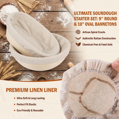 Sourdough Starter Kit, Sourdough Bread Baking Supplies with Banneton Bread Proofing Basket, Dough Whisk, Bread Lame and Silicone Bread Sling, Sourdough Tools Baking Kit, 28 PCS