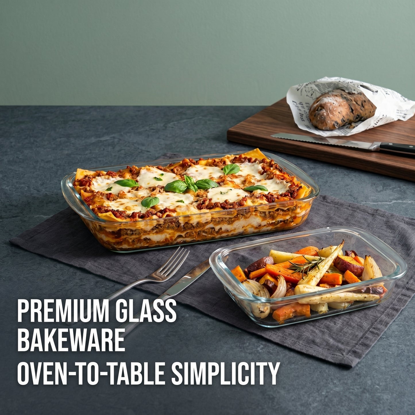 Glass Baking Dishes with Lids, Rectangular Glass Bakeware Set for Baking Cooking Meal Prep Storage, Oven and Freezer Safe Food Containers, 8 Piece