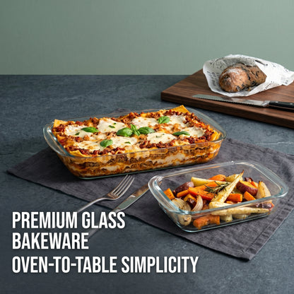 Glass Baking Dishes with Lids, Rectangular Glass Bakeware Set for Baking Cooking Meal Prep Storage, Oven and Freezer Safe Food Containers, 8 Piece