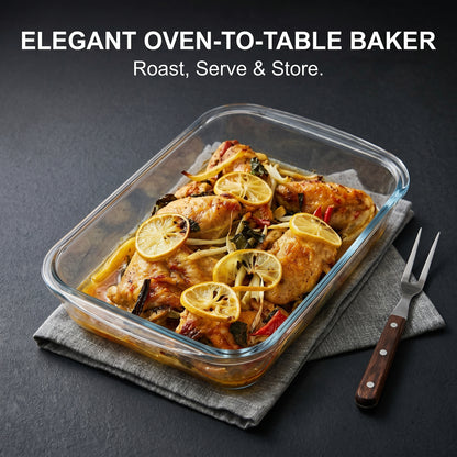 Glass Baking Dishes with Lids, Rectangular Glass Bakeware Set for Baking Cooking Meal Prep Storage, Oven and Freezer Safe Food Containers, 8 Piece