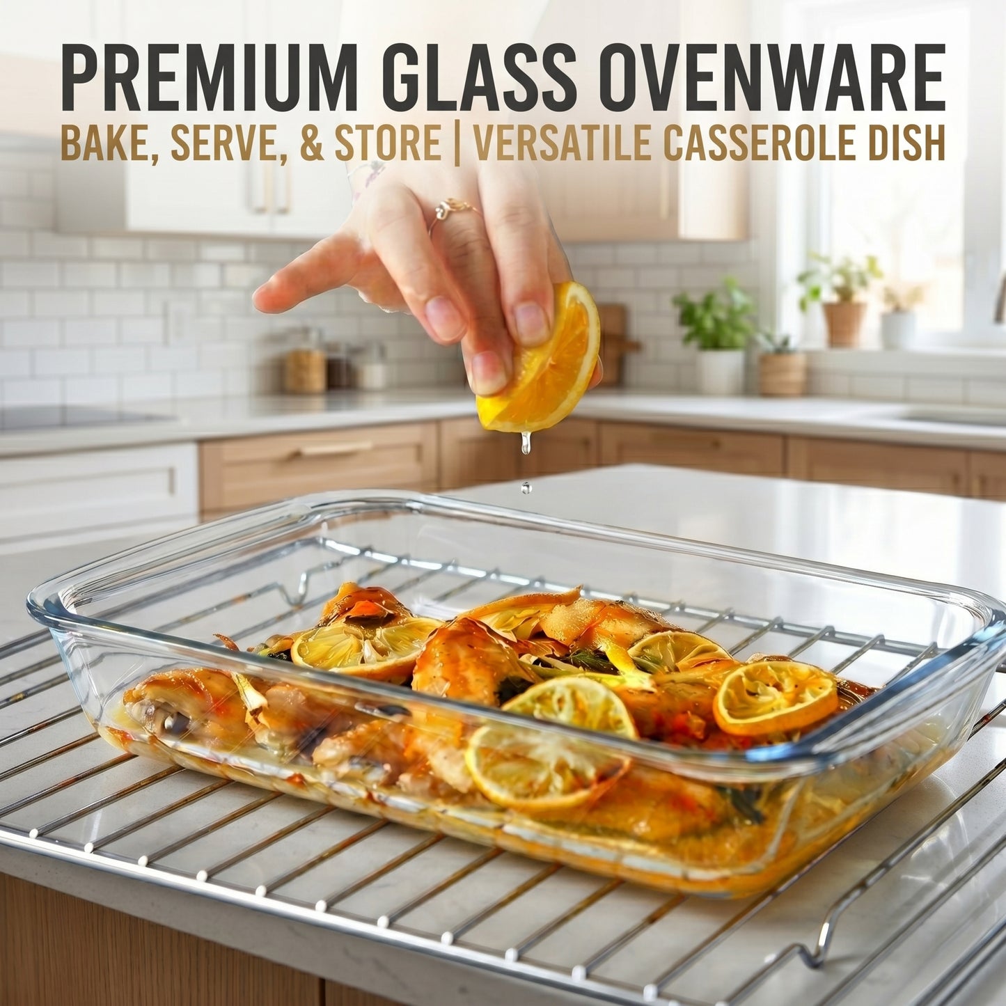 Glass Baking Dishes with Lids, Rectangular Glass Bakeware Set for Baking Cooking Meal Prep Storage, Oven and Freezer Safe Food Containers, 8 Piece