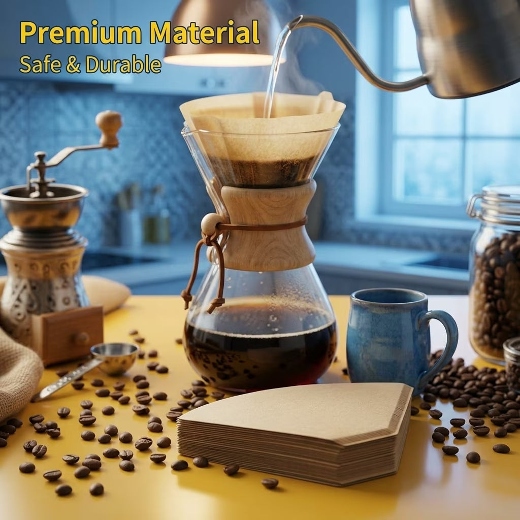 200 Pcs #4 Cone Coffee Filters 8-12 Cup, Unbleached Natural Paper Filters, Compatible with Ninja, Moccamaster, Pour Over & Drip Coffee Makers