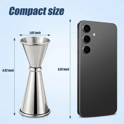 Double Japanese Jigger 1oz/2oz – Stainless Steel Bartending Shot Measure for Professional & Home Bar