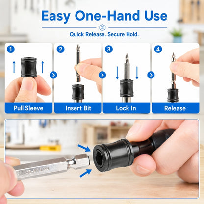 6-Pack Alloy Drill Bit Holder Keychain – 1/4" Hex Shank Impact Bit Holder with Carabiner, for Home & Workshop