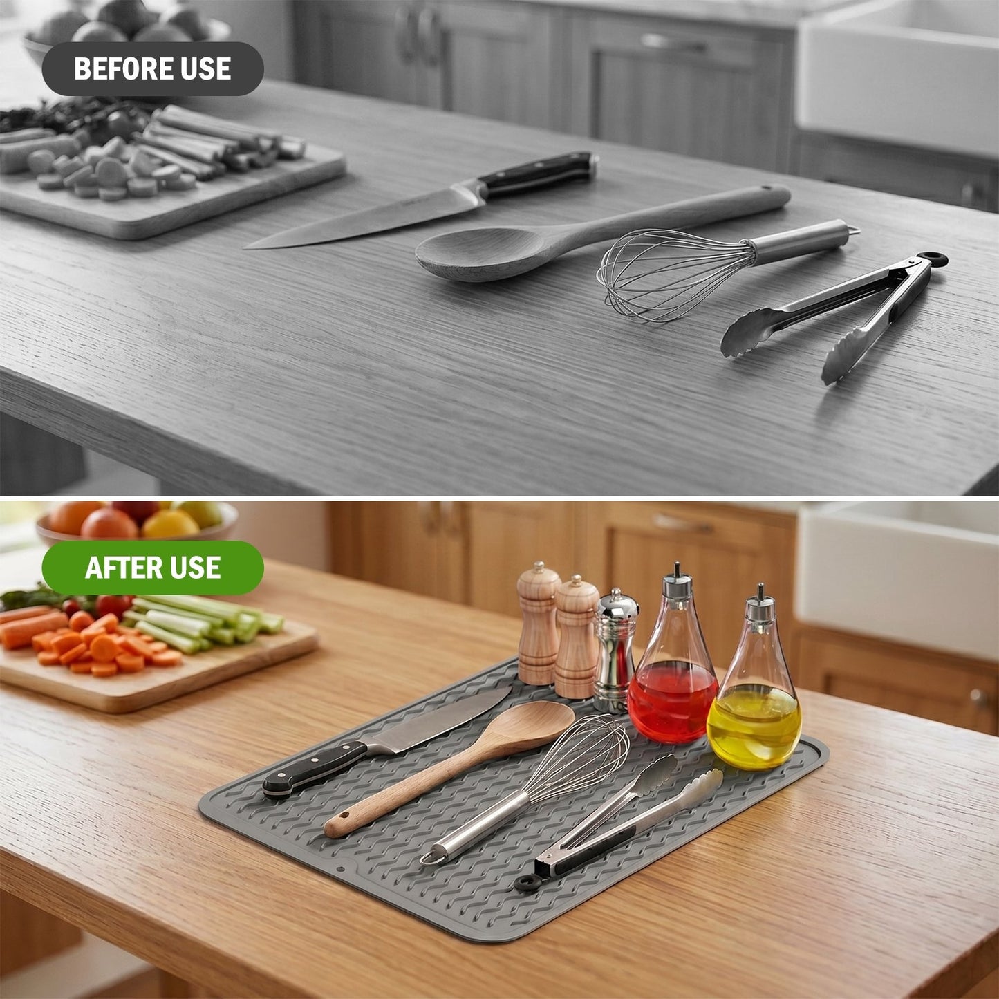 Silicone Dish Drying Mat – 15"x12" Non-Slip & Heat-Resistant Mat for Kitchen Sink or Countertop