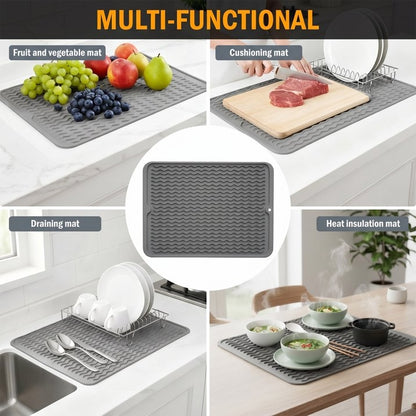 Silicone Dish Drying Mat – 15"x12" Non-Slip & Heat-Resistant Mat for Kitchen Sink or Countertop