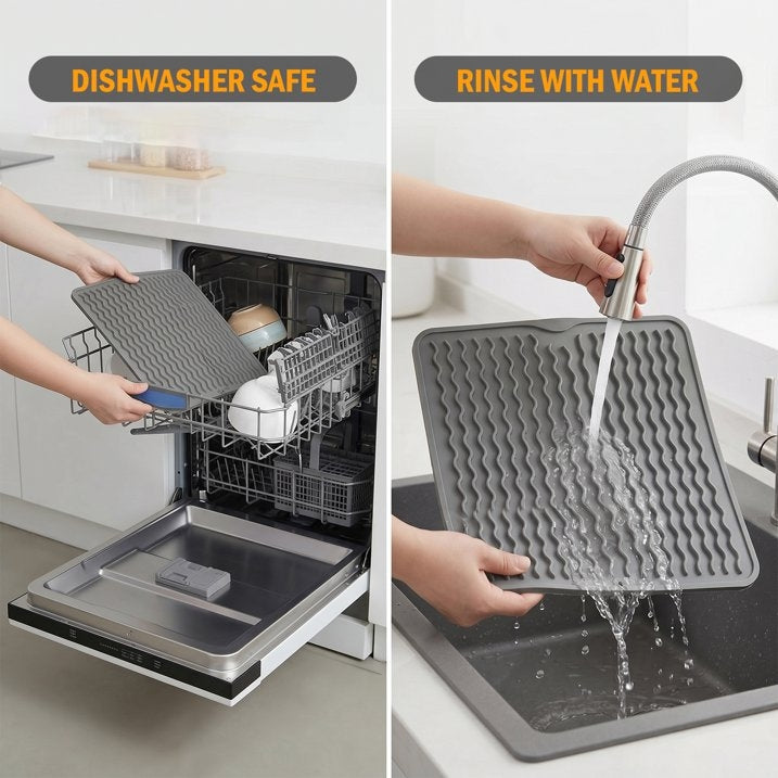 Silicone Dish Drying Mat – 15"x12" Non-Slip & Heat-Resistant Mat for Kitchen Sink or Countertop