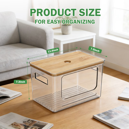 Trash Bag Dispenser, Bamboo Top Stackable Design, Extra Large Garbage Bag Holder & Storage Solution for Kitchen, Pantry and Laundry Room