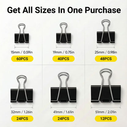 208-Pack Binder Clips, 6 Assorted Sizes Metal Paper Clips with Storage Boxes for Office &amp; Home Organization