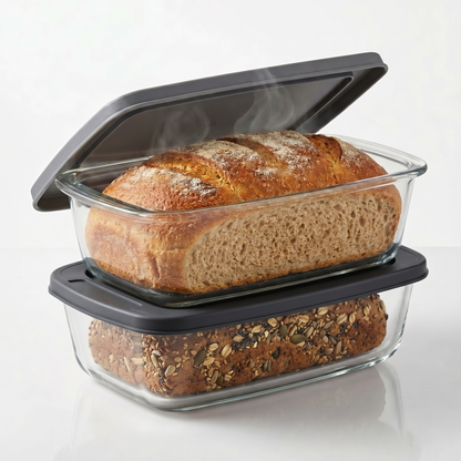 2-Pack Glass Loaf Pans with Lids – 1.9QT Deep, Wide Handles, Oven-to-Fridge, Clear