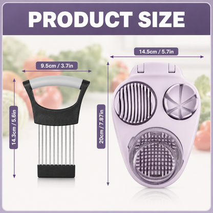 Egg Slicer and Stainless Steel Onion Holder,3 Slice Modes Egg Cutter, Onion Holder for Slicing,Egg Slicer and Onion Holder for Onions,Tomatoes,Avocados,Eggs and Other Vegetables,KItchen Utensils